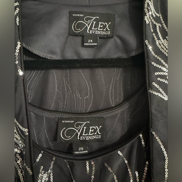 Alex Evenings Two Piece Sequin Set Blouse Color Smoke 2X NWT - Picture 4 of 7